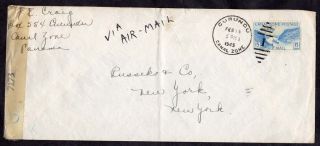 Canal Zone Curundu To York 1945 Censored Cover photo