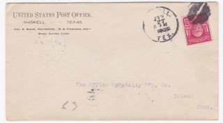 Haskell Texas United States Post Office 1905 Cover To Toledo Ohio photo