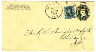 Beeville Texas 1907 Uprated Cover To Chicago Illinois photo