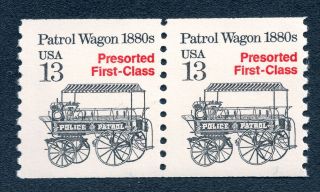 Us 2258 Nh Vf 13 Cent Patrol Wagon 1880 ' S Pair photo