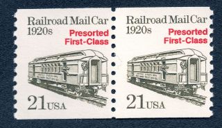 Us 2265 Nh Vf 21 Cent Railroad Mail Car Pair photo