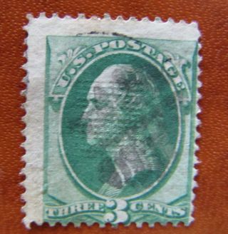 136 Grilled 3 Ct Green Banknote 19th Century Us Stamp D689 photo