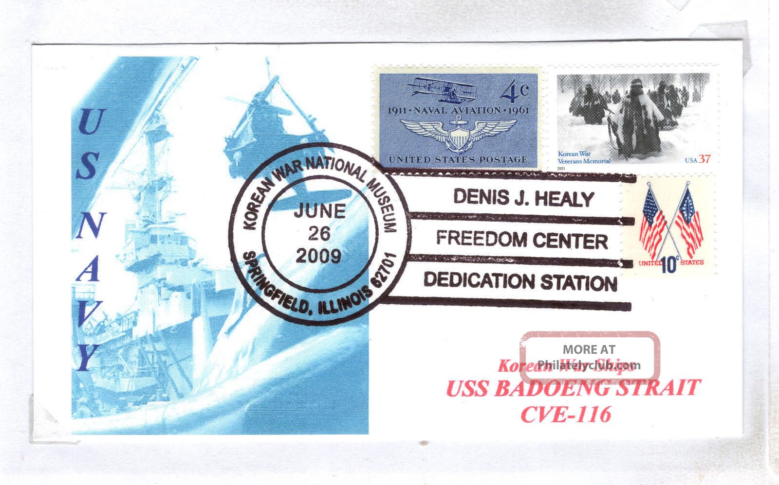 Uss Badoeng Strait Cve - 116 Korean War Ship Naval Cover - Event Covers photo