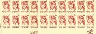 Us Stamp Sheet Scott 1549 1974 10 Cent 20 Count Retarded Children Can Be Helped photo