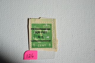 Washington 1 Cent Stamp,  United States Stamp,  York,  N.  Y Pre - Cancel 126 photo