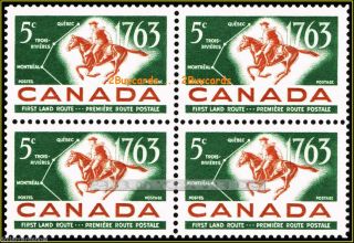 Canada 1963 Canadian First Land Route Fv Face 20 Cent Stamp Block photo