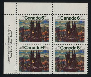 Canada 518 Tl Plate Block Art,  Group Of Seven,  