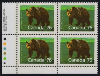 Canada 1178 Bottom Left Plate Block Grizzly Bear photo