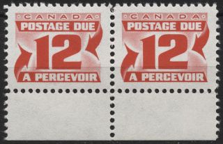 Canada J36iii 12c Carmine Rose - Flrsc Paper Dex Gum - Second Red Dues Issue1969 photo