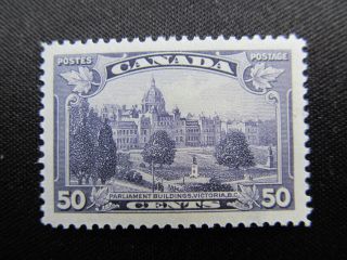 1935 Canada 50 Cent Mhm Stamp: Parliament Bldgs,  Victoria Bc,  226; Cv $40.  00 photo