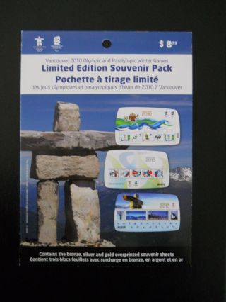 Vancouver 2010 Olympic Limited Edition Pack Ovpt ' D S/s ' S (3) & Booklet & S/s photo