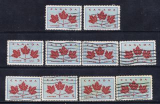 Canada 417 (17) 1964 5 Cent Maple Leaves 10 Wave Cancels photo
