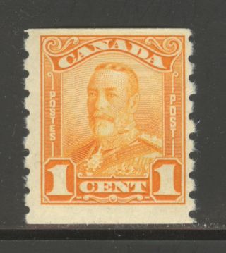 Canada 160,  1929 1c King George V - Scroll Coil Issue,  Never Hinged photo