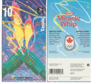 1992 Sc Bk144c Olympic Winter Games Flame At Left On Cover Glued Flap No Ti photo