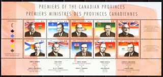 Canada 1998 Sc1709 Mi1654 - 63 9.  00 Mieu 1 Ms Provincial Leaders photo