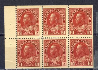 1911 - 25 106a 2¢ King George V Admiral Issue Booklet Pane F - Vfnh photo