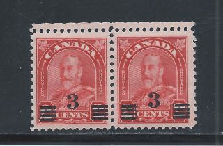 King George V Provisional 3 On 2 Cents Pair 191 photo