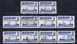 Canada 365 (9) 1957 5 Cent Blue Recreation Sports - Fishing 10 photo