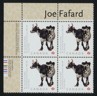 Canada 2522 Tl Plate Block Art,  Joe Fafard,  Cow photo