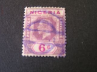 Nigeria,  Scott 7,  6p.  Value Dull Violet On Violet Kgv 1914 - 27 Die I Iss. photo