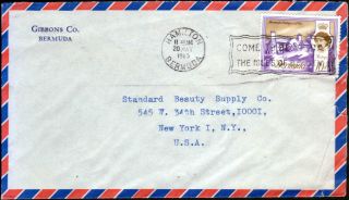 Bermuda 1965 Qeii 10d Definitive Airmail To Usa Hamilton Slogan Marking photo