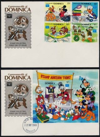 Dominica 954 - 8 Fdc ' S Disney,  Stamp Collecting,  Ameripex photo