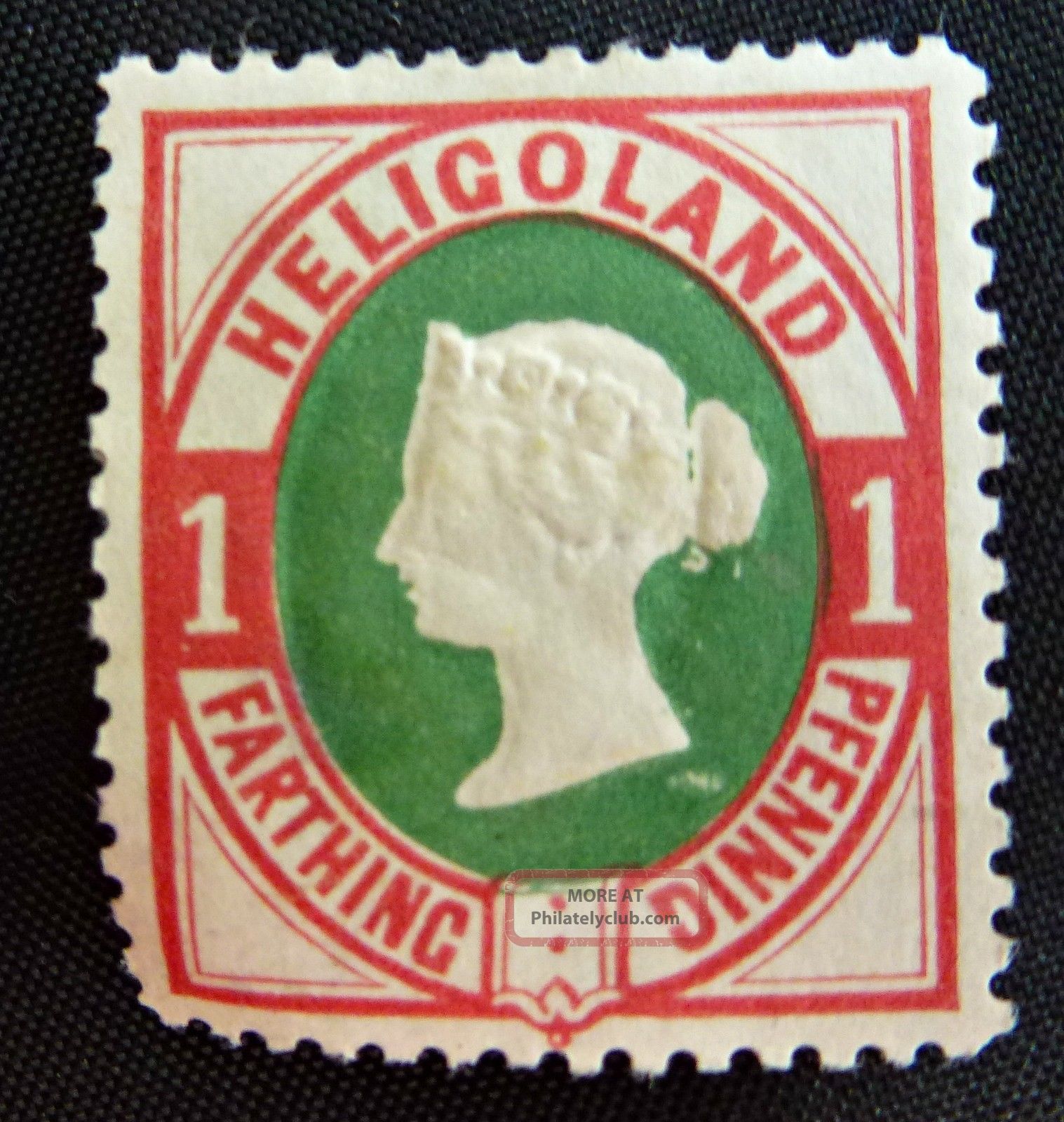 1875 Heligoland 1 Farthing/1 Pfennig Postage Stamp - Rose & Green British Colonies & Territories photo