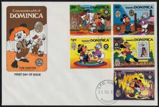 Dominica 919 - 24 Fdc ' S Disney,  Ship,  Mark Twain,  Mickey,  Animals,  Goofey,  Turtle photo