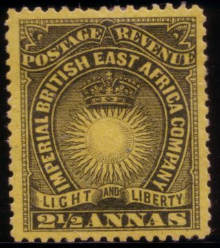 British East Africa,  1890 Mh,  Sg 7 2½a Black /yellow Buff H.  R. photo