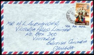 Bermuda 1971 Qeii 15c On Airmail Cover To Canada Tied By Unclear Postmark photo