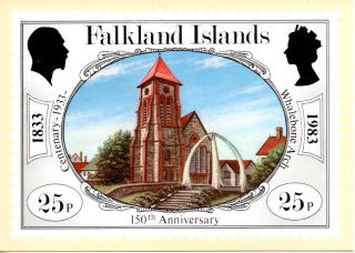 Falkland Islands Sg445 1983 Anniversary 25p Maxi Card Fdi Cancel photo