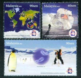 Malaysian Antarctic Research Programme South Pole Penguin Flag World Map photo