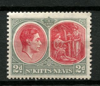 St.  Kitts - Nevis 1938 Sg 71 2d Scarlet & Grey P13x12 Kgvi Mh A37140 photo