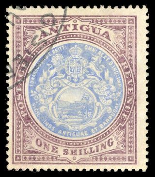 Antigua 1912 1s Blue & Dull Purple.  Sg 49.  Sc 37. photo