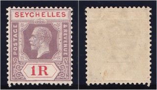 Seychelles 1921 Kgv 1r Dull Purple & Red.  Sg 119.  Sc 111. photo