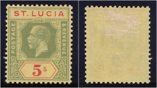 St Lucia 1923 Kgv 5s Green & Red/pale Yellow.  Sg 105.  Sc 89. photo
