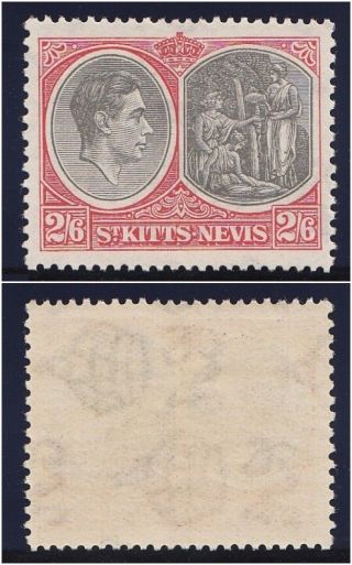 St Kitts - Nevis 1938 Kgvi 2s6d Black & Scarlet.  Sg 76.  Sc 87a. photo