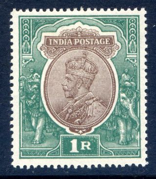 India 1926 - 33 1r Sg 214 Hinged (cat.  £11) photo