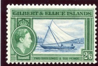 Gilbert & Ellice Is 1939 Kgvi 2s 6d Deep Blue & Emerald Mlh.  Sg 53.  Sc 50. photo