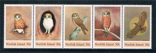 Norfolk Is 1984 Boobook Owls Sg 338/42 photo