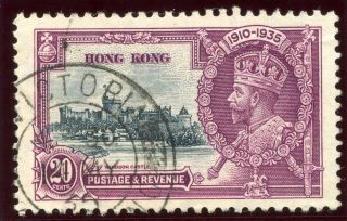 Hong Kong 1935 Kgv Silver Jubilee 20c Slate & Purple Vf.  Sg 136.  Sc 150. photo