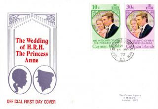 Cayman Islands 16 November 1973 Royal Wedding First Day Cover Cds photo