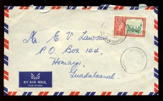 British Solomon Is.  1961 Airmail 3d. . .  Munda Postmark photo
