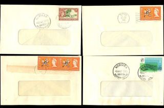 British Solomon Is.  1963 - 67 Small Commercial Window Envelopes. . .  4 Diff.  Frankings photo