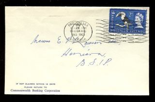 British Solomon Is.  1965 Bird 2d Franking Commonwealth Banking Corp Envelope photo