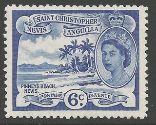 St.  Kitts - Nevis Sg112 1954 6c Ultramarine Mtd photo