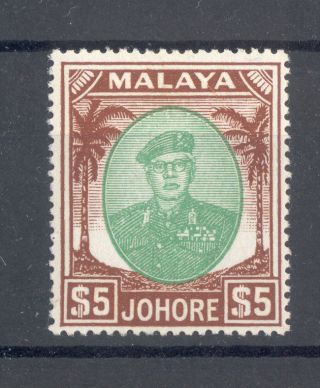 Malaya Johore Kgvi 1949 - 55 $5 Green & Brown Sg147 U/m photo