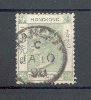 Hong Kong Qv 1882 - 96 30c Yellowish - Green Sg39 photo