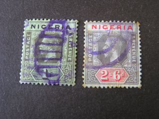 Nigeria,  Scott 29/30 (2),  1/ - + 2sh.  6p.  Values Kgv 1921 - 33 Die Ii Issue photo