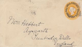 1892 India 2a6p Envelope Posted From Bombay To Tunbridge Wells photo